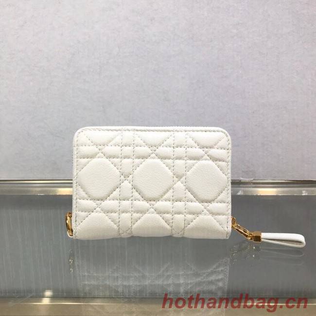 LADY DIOR LOTUS WALLET CANNAGE LAMBSKIN S502 white