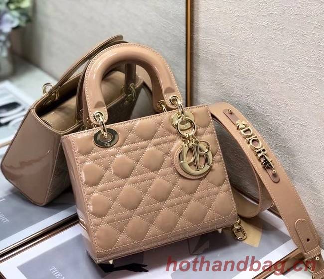 SMALL LADY DIOR BAG Beige Patent Calfskin M0531 Beige