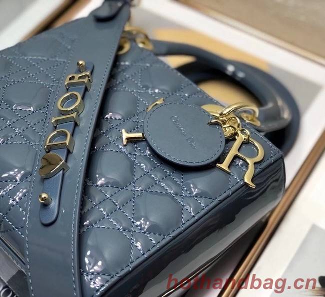 SMALL LADY DIOR BAG Blue Patent Calfskin M0531 Blue