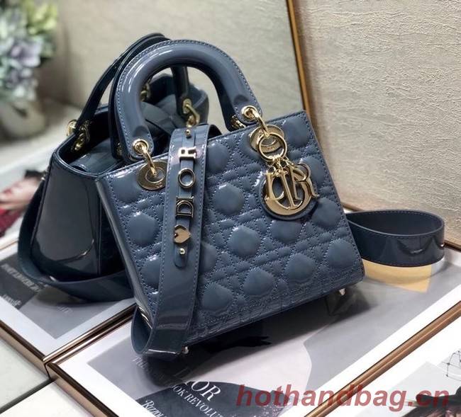 SMALL LADY DIOR BAG Blue Patent Calfskin M0531 Blue