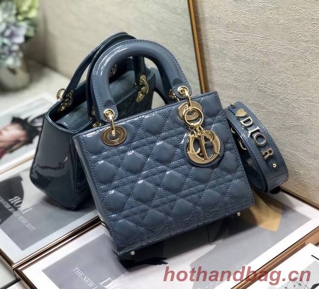 SMALL LADY DIOR BAG Blue Patent Calfskin M0531 Blue