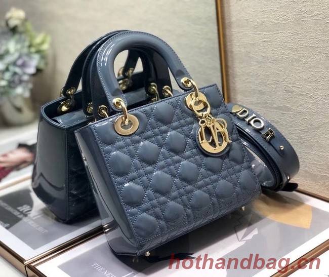 SMALL LADY DIOR BAG Blue Patent Calfskin M0531 Blue