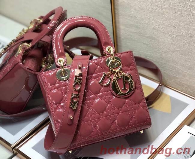 SMALL LADY DIOR BAG Pink Patent Calfskin M0531 Pink