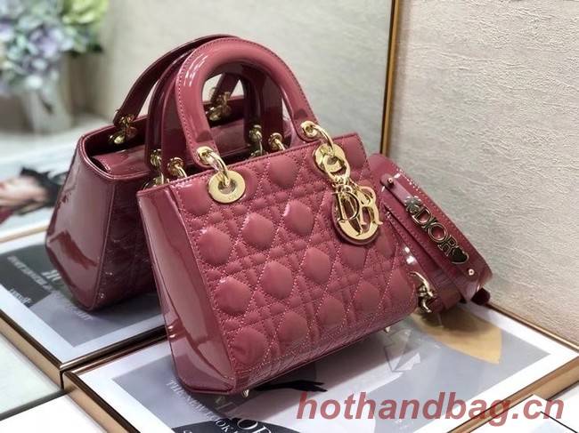 SMALL LADY DIOR BAG Pink Patent Calfskin M0531 Pink