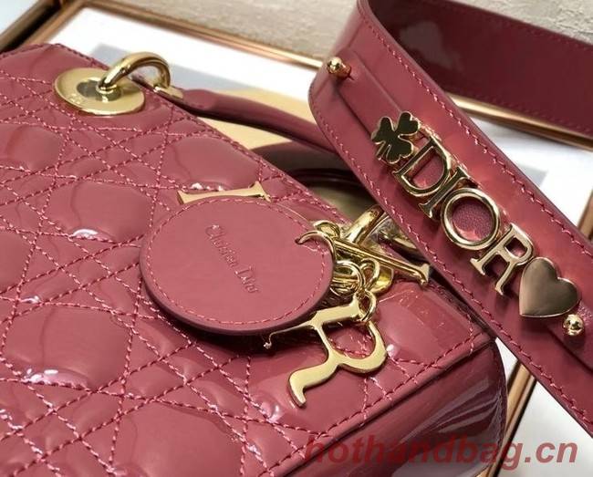 SMALL LADY DIOR BAG Pink Patent Calfskin M0531 Pink