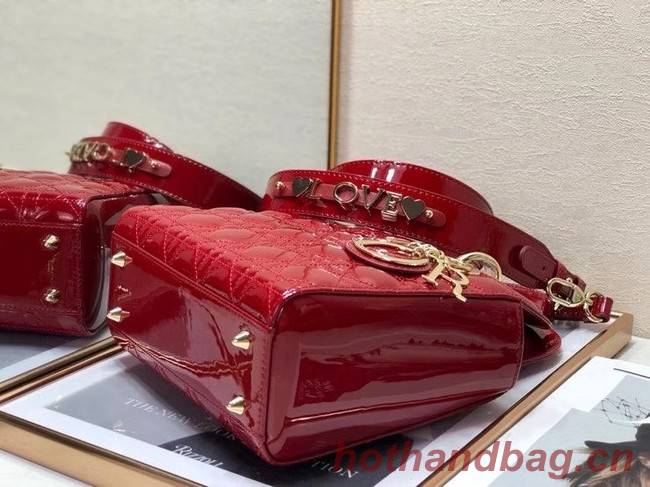 SMALL LADY DIOR BAG Red Patent Calfskin M0531 Red