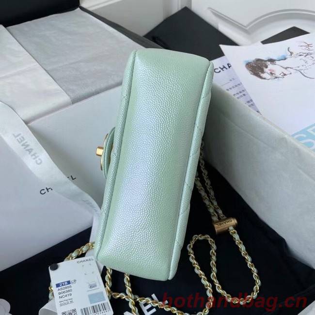 Chanel Flap Shoulder Bag Grained Calfskin AS2855 pearl light green