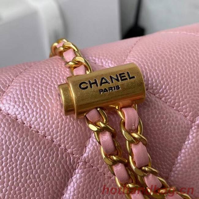 Chanel Flap Shoulder Bag Grained Calfskin AS2855 pearl pink