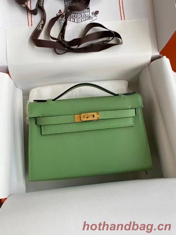 Hermes Original Epsom Leather KEL2278 green&gold-Tone Metal