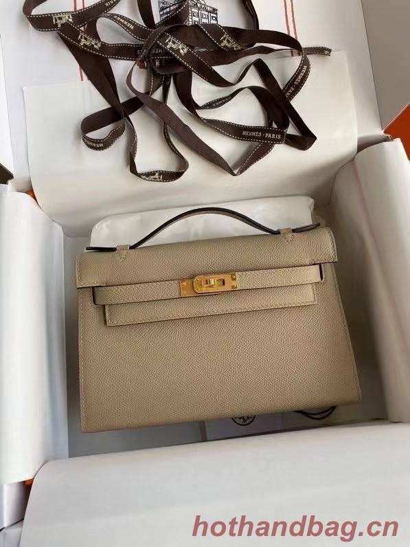 Hermes Original Epsom Leather KEL2278 grey&gold-Tone Metal