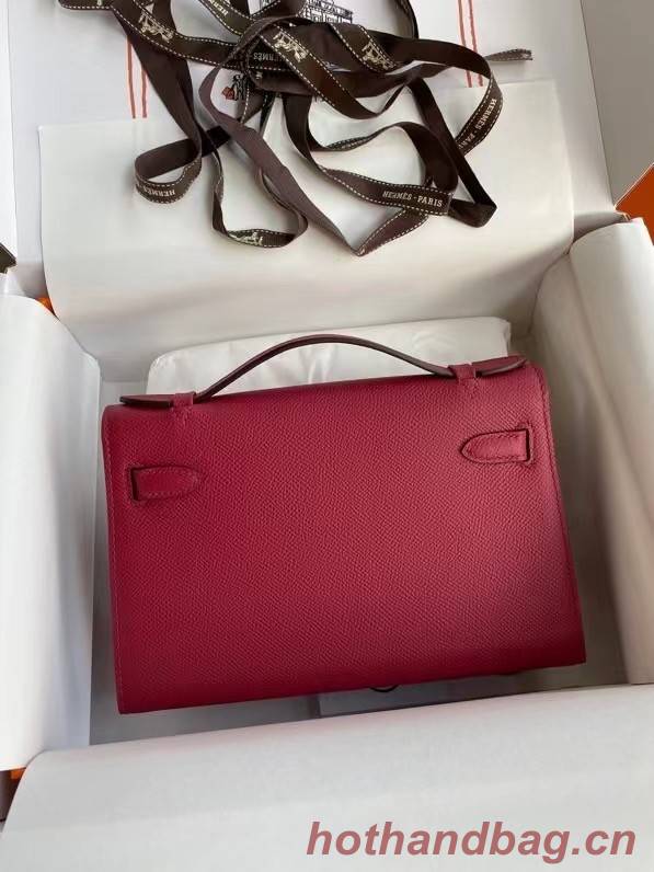 Hermes Original Epsom Leather KEL2278 purplish&Silver-Tone Metal