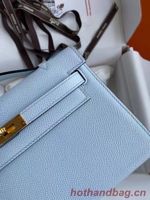 Hermes Original Epsom Leather KEL2278 sky blue&gold-Tone Metal