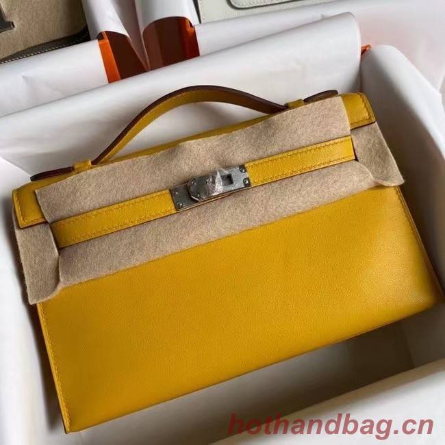 Hermes Original swift Leather KEL2278 yellow&Silver-Tone Metal