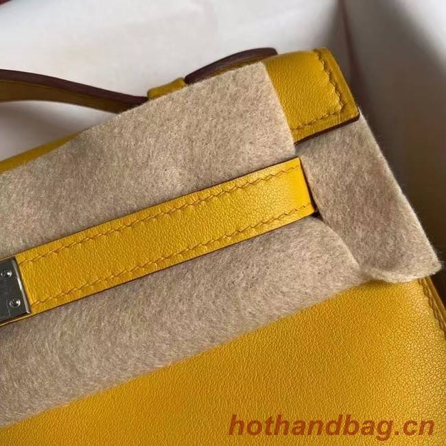 Hermes Original swift Leather KEL2278 yellow&Silver-Tone Metal