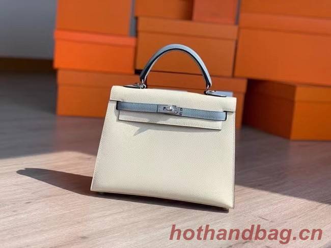 Hermes Original Epsom Leather KEL2578 cream&sky blue