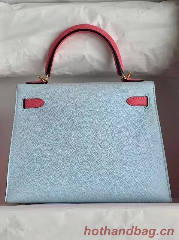 Hermes Original Epsom Leather KEL2578 skyblue&pink