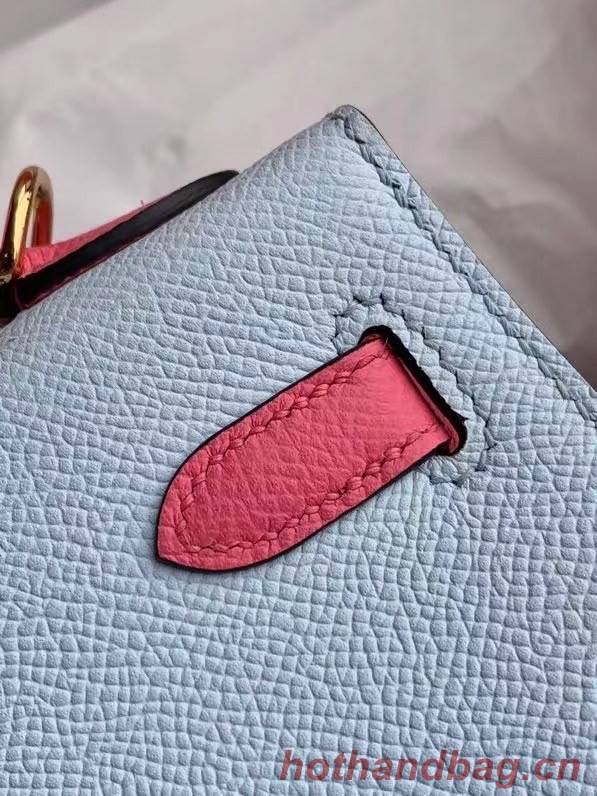 Hermes Original Epsom Leather KEL2578 skyblue&pink