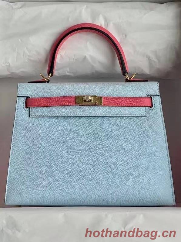 Hermes Original Epsom Leather KEL2578 skyblue&pink