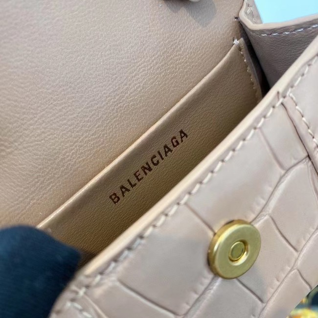 Balenciaga WOMENS HOURGLASS MINI TOP HANDLE BAG M8000 apricot