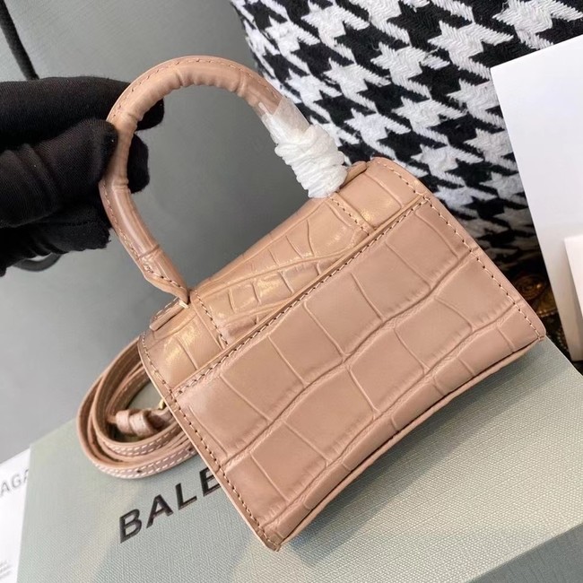 Balenciaga WOMENS HOURGLASS MINI TOP HANDLE BAG M8000 apricot