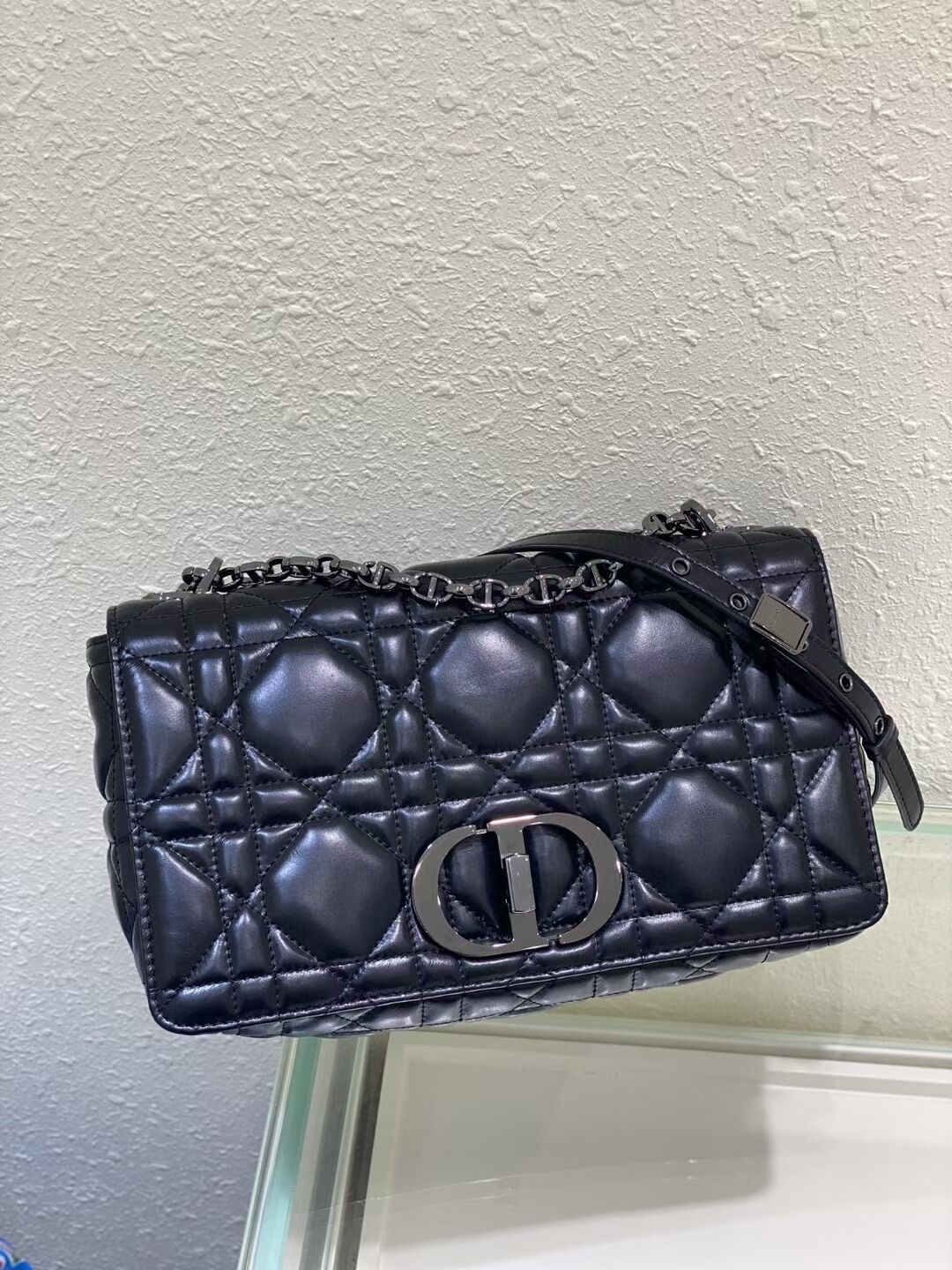 LARGE DIOR CARO BAG Gradient Cannage Lambskin M9243E black