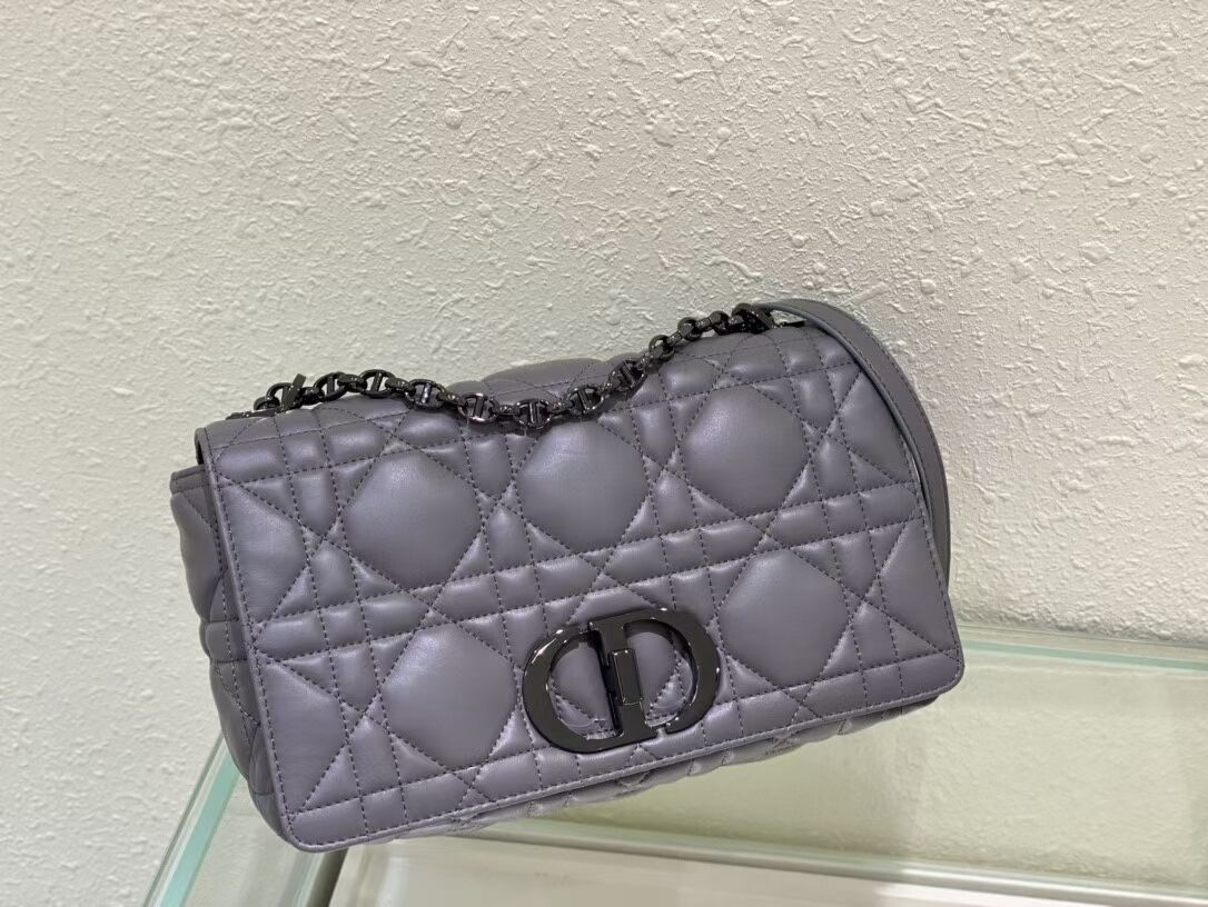 LARGE DIOR CARO BAG Gradient Cannage Lambskin M9243E gray