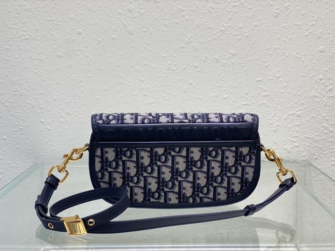 MEDIUM DIOR BOBBY BAG Warm Taupe Box Embroidery M9327 dark blue