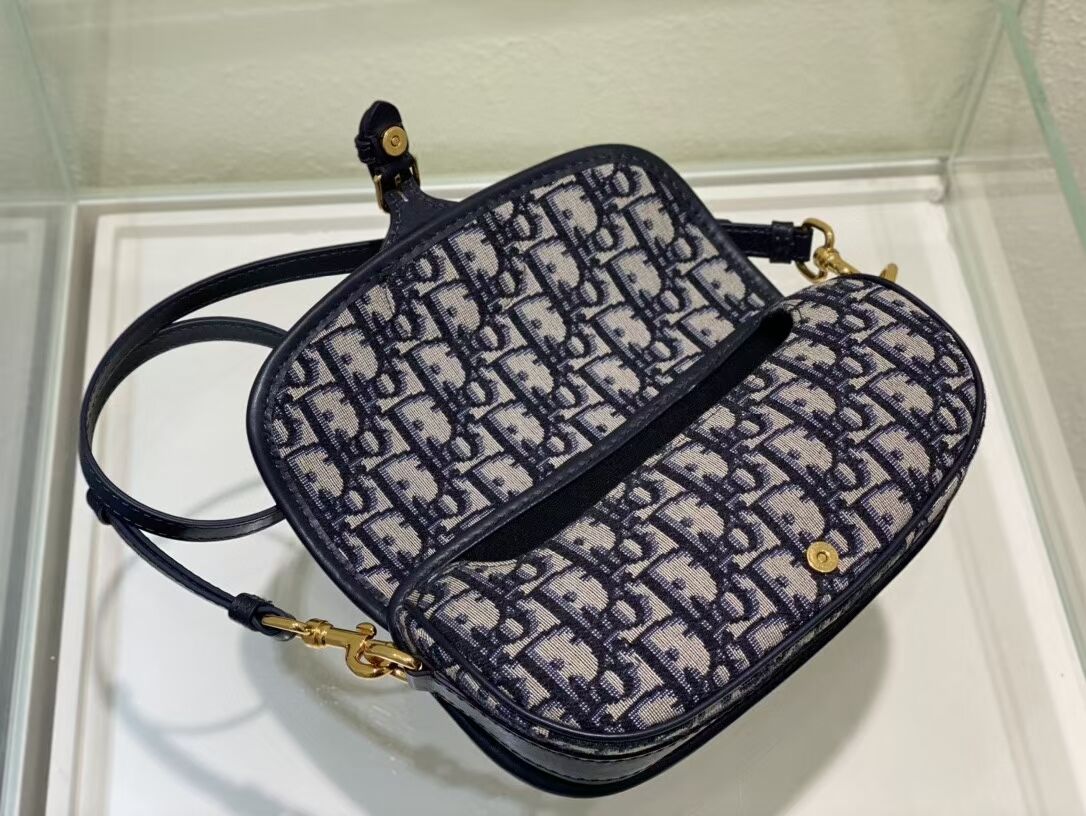 MEDIUM DIOR BOBBY BAG Warm Taupe Box Embroidery M9327 dark blue