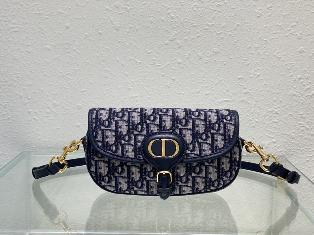 MEDIUM DIOR BOBBY BAG Warm Taupe Box Embroidery M9327 dark blue