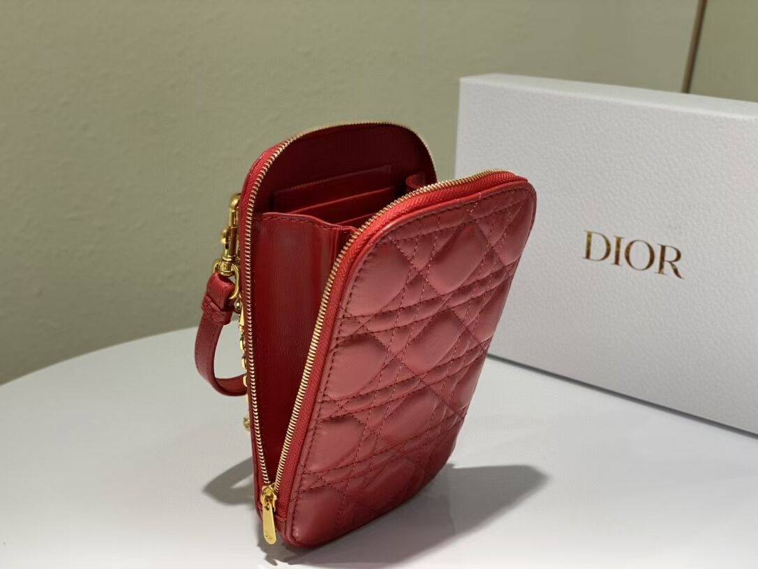 DIOR MINI BOBBY BAG Gradient Cannage Lambskin C0955 red 