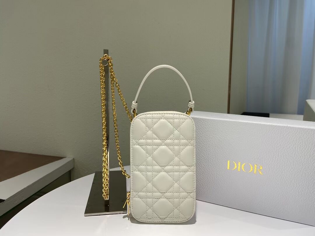 DIOR MINI BOBBY BAG Gradient Cannage Lambskin C0955 white