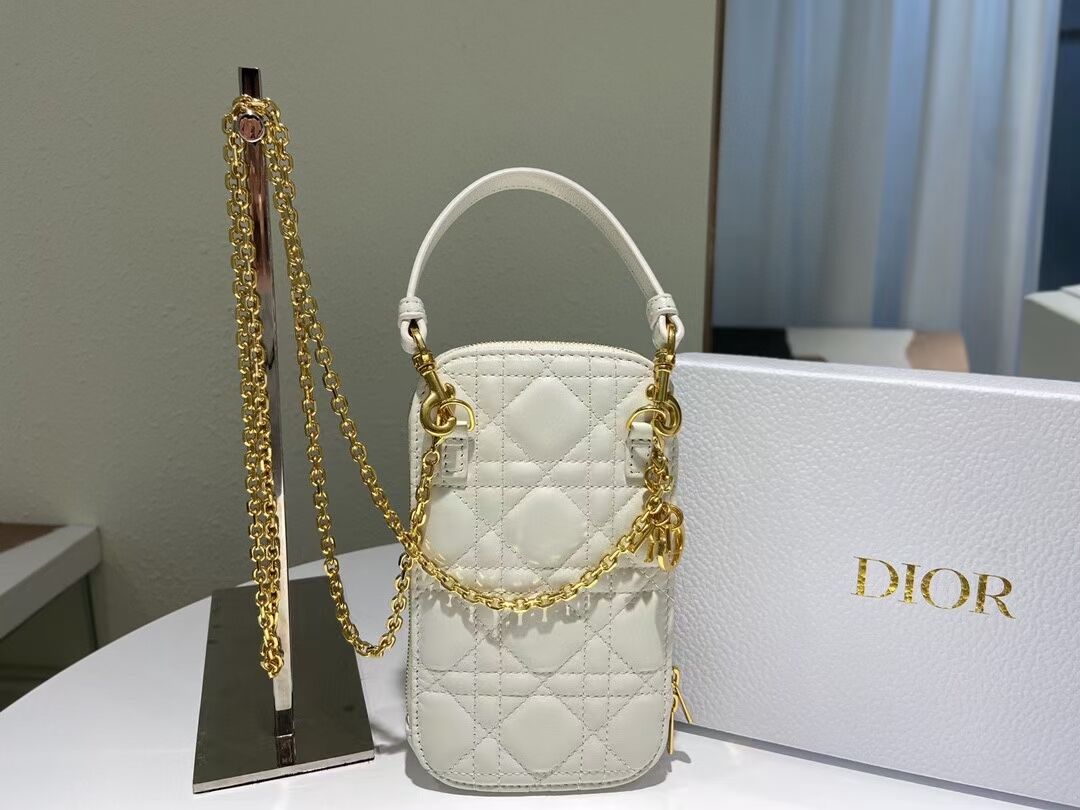 DIOR MINI BOBBY BAG Gradient Cannage Lambskin C0955 white