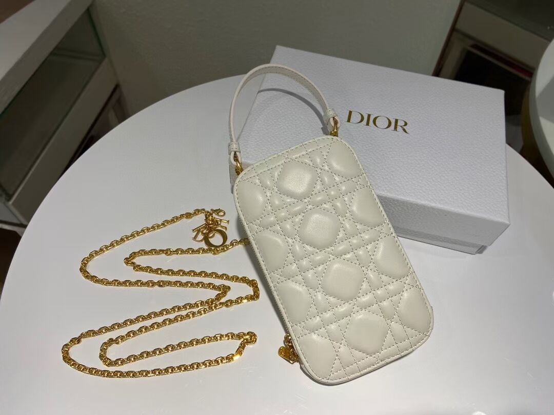 DIOR MINI BOBBY BAG Gradient Cannage Lambskin C0955 white