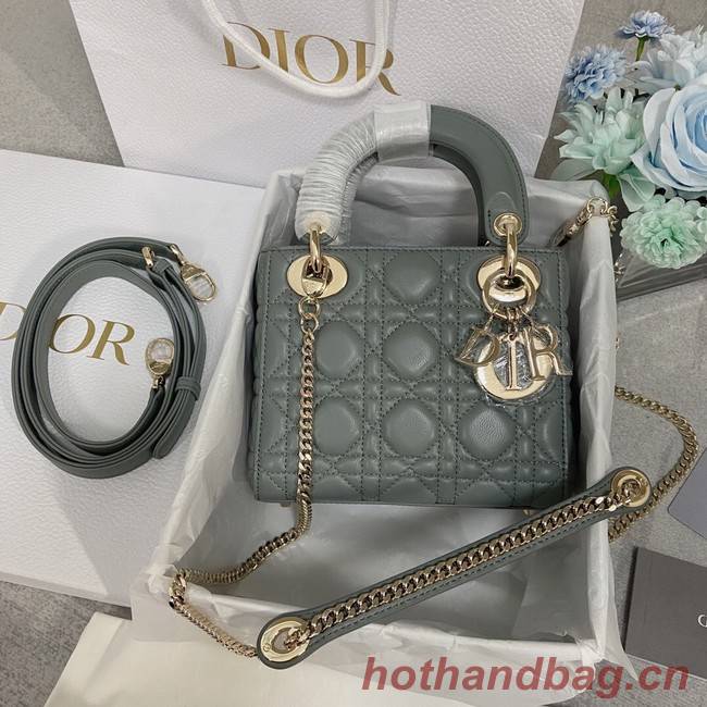 MINI LADY DIOR BAG Lambskin M0566OW gray&gold