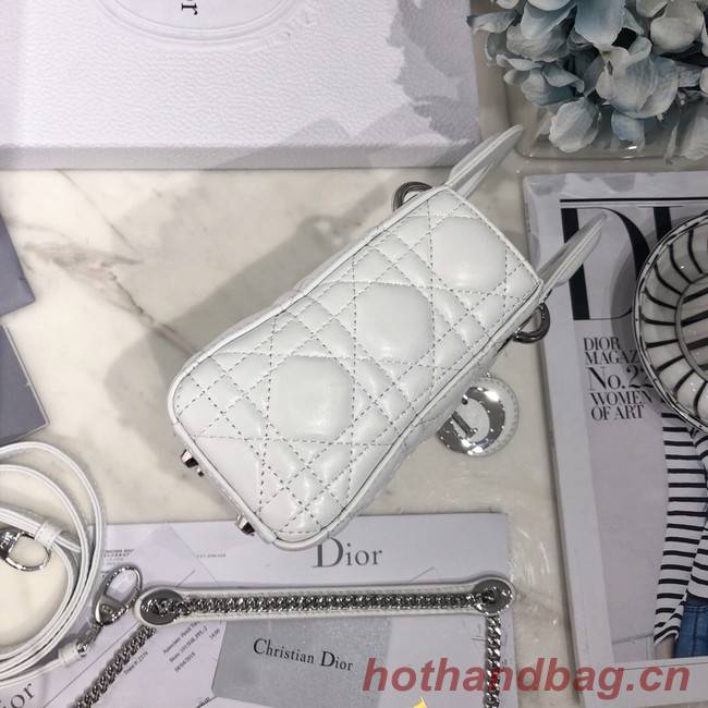 MINI LADY DIOR BAG Lambskin M0566OW white&silver