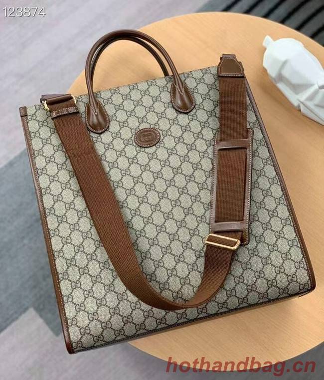 Gucci Medium tote with Interlocking G 674155 brown