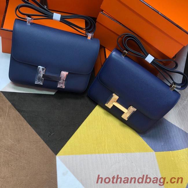 Hermes Original Espom Leather Constance Bag 5333 Sapphire blue