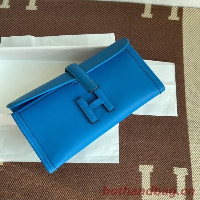 Hermes Original jige swift Leather Clutch 37088 blue