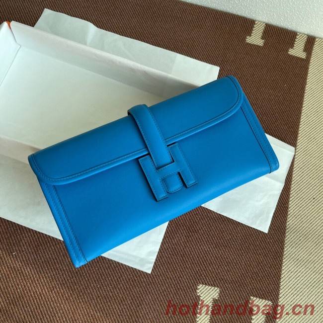 Hermes Original jige swift Leather Clutch 37088 blue