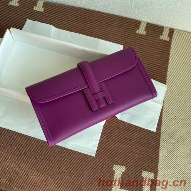 Hermes Original jige swift Leather Clutch 37088 purple