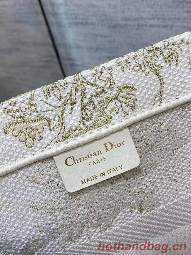 SMALL DIOR BOOK TOTE Embroidery C1287-7 cream