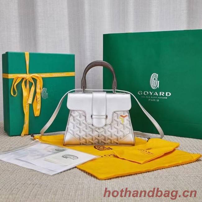 Goyard Calfskin Leather saigon mini Tote Bag 9955 silver