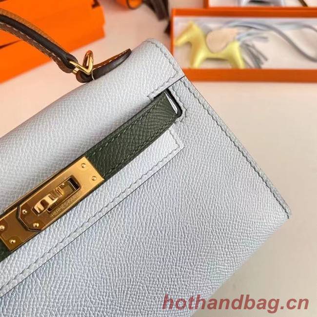 Hermes Kelly 19cm Shoulder Bags Epsom Leather KL19 Gold hardware light blue&green