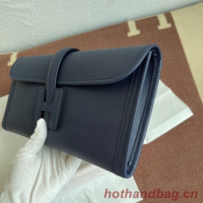 Hermes Original Espom Leather Clutch 37088 Sapphire blue