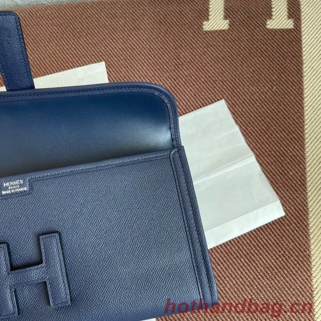 Hermes Original Espom Leather Clutch 37088 Sapphire blue