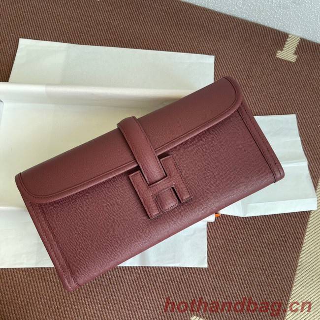 Hermes Original Espom Leather Clutch 37088 claret