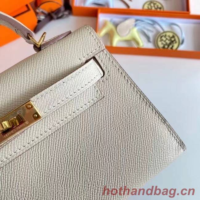 Hermes Kelly 19cm Shoulder Bags Epsom Leather KL19 Gold hardware Cream