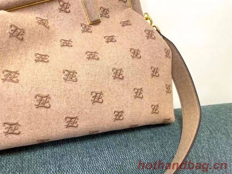 FENDI FIRST MEDIUM flannel bag with embroidery 8BP127A Beige