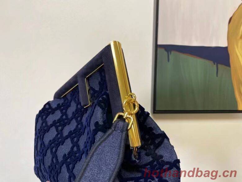 FENDI FIRST MEDIUM suede bag 8BP127A dark blue