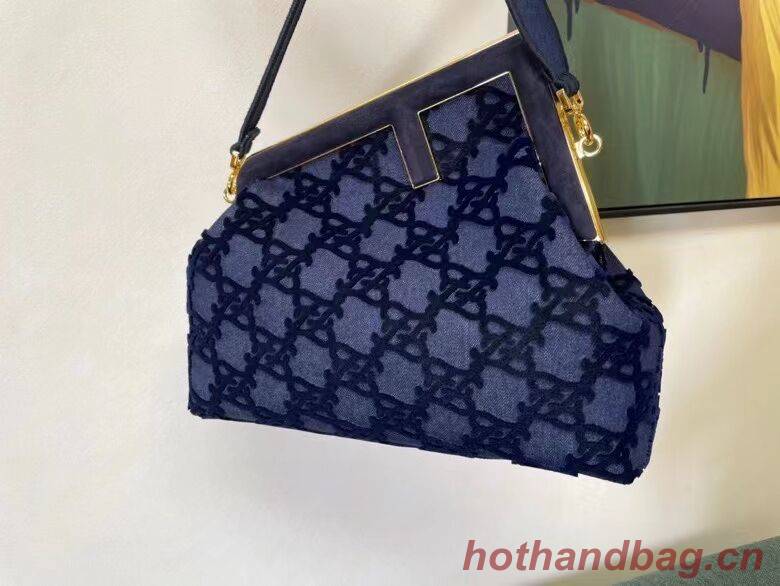 FENDI FIRST MEDIUM suede bag 8BP127A dark blue